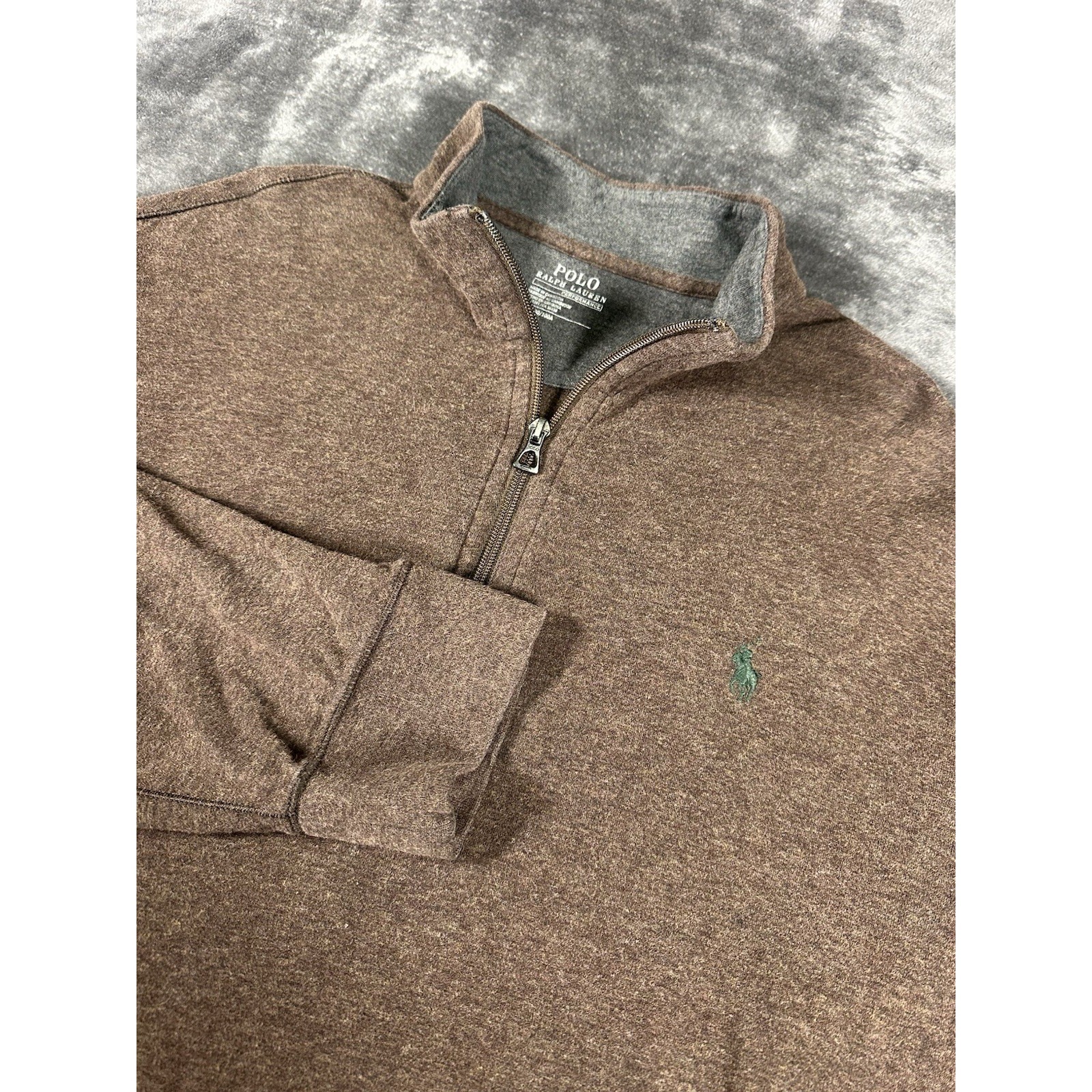 Polo Ralph Lauren Performance Quarter Zip Mens Large Pullover Brown